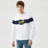 Мужская белая толстовка  Classic Fit с круглым вырезом и принтом Lacoste