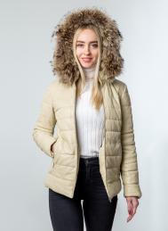 Кожаная куртка женская Каляев 1684621 бежевая 44 RU