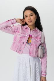Джинсовая куртка женская Guess W02N08D2G6F розовая 46