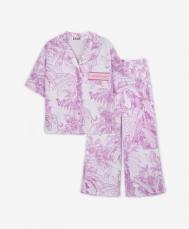 Пижама с нежным линеарным рисунком розовая для девочек  (110-116) Gulliver