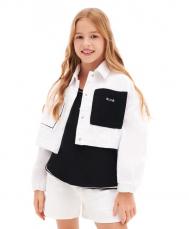 Куртка джинсовая с контрастной отделкой белая для девочек  (170) Gulliver
