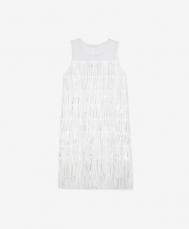 Платье с отлетными пайетками белое для девочки  (128) Gulliver