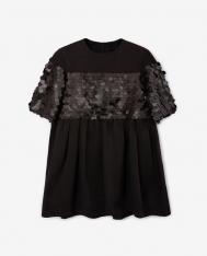 Платье с коротким рукавом и пайетками черное  (128) Gulliver