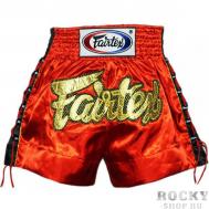 Детские шорты для тайского бокса "GOLD MESH", Красные Fairtex