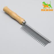 Расческа-разнозуб wood с деревянной ручкой, 20 х 3 см Пижон