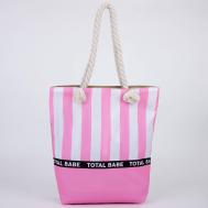 Сумка женская пляжная на молнии total babe, розовая NAZAMOK