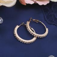 Серьги-кольца princess дорожка малая, цвет белый в золоте, d=3 см Queen fair
