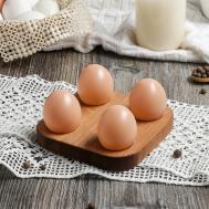 Подставка для яиц и кекса , 4 отделения, d=13 см, 13×13×1,8 см, массив березы Adelica