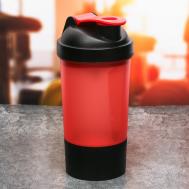 Шейкер спортивный с чашей под протеин, красно-черный, 500 мл Соломон