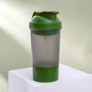 Шейкер спортивный с чашей под протеин, серо-зеленый, 500 мл Соломон
