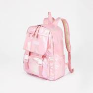 Рюкзак молодежный из текстиля на молнии, 4 кармана, цвет розовый NO BRAND