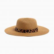 Шляпа женская с леопардовым ремешком  цвет коричневый, р-р 58 MINAKU