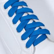 Шнурки для обуви, пара, плоские, 12 мм, 120 см, цвет голубой неоновый ONLITOP