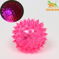Мяч светящийся для собак средний, tpr, 5,5 см, розовый Пижон