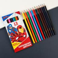 Цветные карандаши, 12 цветов, трехгранные, мстители Marvel