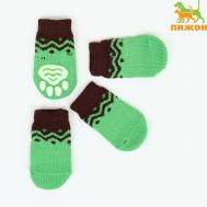 Носки нескользящие, размер s (2,5/3,5 * 6 см), набор 4 шт , зеленые Пижон