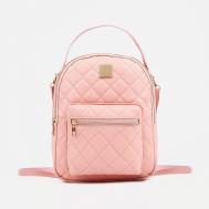 Мини-рюкзак из искусственной кожи на молнии, 1 карман, цвет розовый NO BRAND