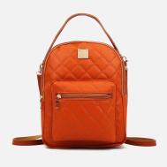 Мини-рюкзак из искусственной кожи на молнии, 1 карман, цвет рыжий NO BRAND