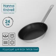 Сковорода из нержавеющей стали , d=24 см, h=5,5, толщина стенки 0,6 мм, длина ручки 21,5 см, антипригарное покрытие, индукция Hanna Knovell
