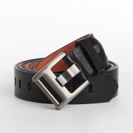 Ремень женский, ширина 3 см, люверсы, пряжка металл, винт, цвет черный NO BRAND