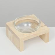 Подставка одинарная с миской из прозрачного стекла 16 х 14,5 х 6,5 см 250 мл Пижон
