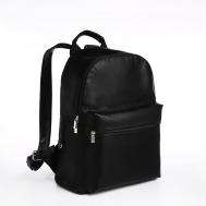 Рюкзак городской  из искусственной кожи на молнии, наружный карман, цвет черный Textura
