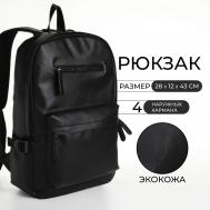 Рюкзак школьный emerald на молнии, с карманами, черный NO BRAND