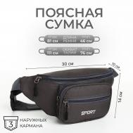 Сумка поясная на молнии, 2 наружных кармана, цвет серый NO BRAND