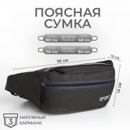 Сумка поясная на молнии, 2 наружных кармана, цвет серый NO BRAND