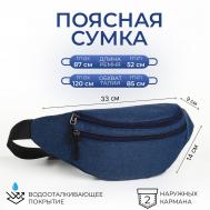 Поясная сумка на молнии, 3 наружных кармана, цвет синий NO BRAND