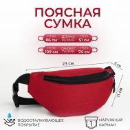 Поясная сумка на молнии, 2 наружных кармана, цвет красный NO BRAND