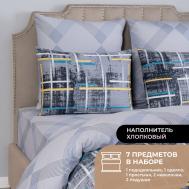 Набор из одеяла и подушек Cotton и КПБ Рошфор бирюзовый (евро, всесезонный) PRIME PRIVE