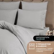 Набор из одеяла и подушек Linen и КПБ Смоген светло-серый (1.5 сп, всесезонный) PRIME PRIVE