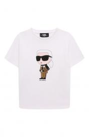 Хлопковая футболка KARL LAGERFELD KIDS