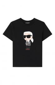 Хлопковая футболка KARL LAGERFELD KIDS
