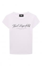 Хлопковая футболка KARL LAGERFELD KIDS