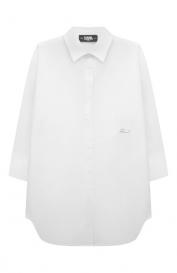Хлопковое платье-рубашка KARL LAGERFELD KIDS