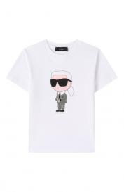 Хлопковая футболка KARL LAGERFELD KIDS
