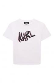 Хлопковая футболка KARL LAGERFELD KIDS