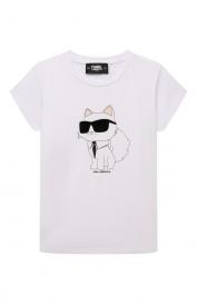 Хлопковая футболка KARL LAGERFELD KIDS