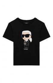 Хлопковая футболка KARL LAGERFELD KIDS