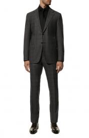 Шерстяной костюм в клетку с однобортным пиджаком KITON