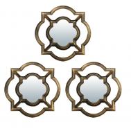 Комплект декоративных зеркал "Канны", бронза, 3шт, 25 см*25 см, D зеркала 12 см QY