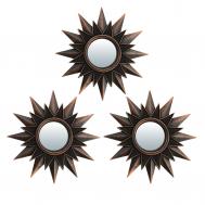 Комплект декоративных зеркал "Лилль", бронза, 3шт, 25 см, D зеркала 8 см QY