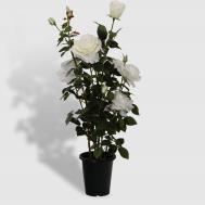 Роза  в кашпо белая искусственная 102 см Tianjin