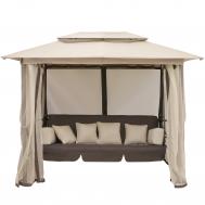 Диван-качели с крышей  275х200х186/235см коричневый Linya