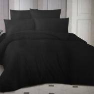 Комплект постельного белья  Сатин чёрный Полуторный La Besse