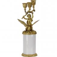 Подсвечник  ангел с лебедем, белый с золотым, 12х12х31 см ГЛАСАР