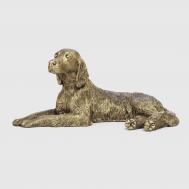 Декоративная  фигура  собака-охотница лежит н-26cм,l-57см бронза Тпк полиформ
