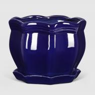 Кашпо керамическое для цветов  22x16см синий глянец Shine Pots